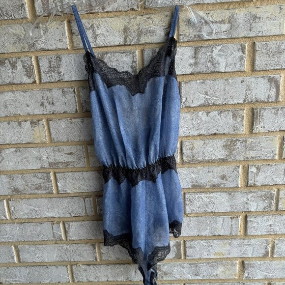 Savage X Fenty Other - Savage X Fenty Denim Print Romper Lingerie Women's Size M.